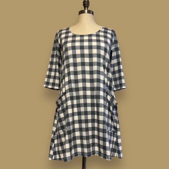Ava Sky Dress Pockets Swing Dress Plaid - Picture 7 of 10